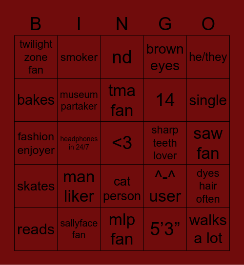 hadesses bingo Card