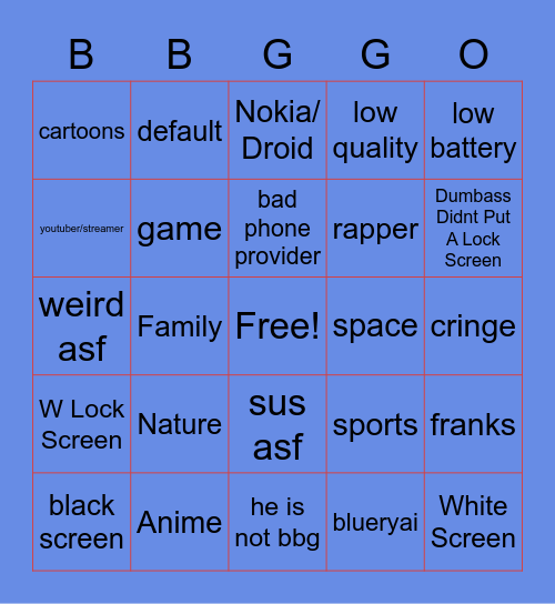 Lock Screens PT 2 Bingo Card