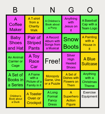 THRIFT SHOP BINGO! Bingo Card