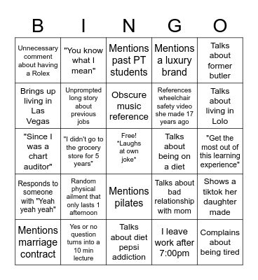 This supports my mental health Bingo Card