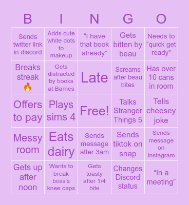 Stella Bingo Card