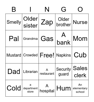 C5 Lesson 15 Bingo Card