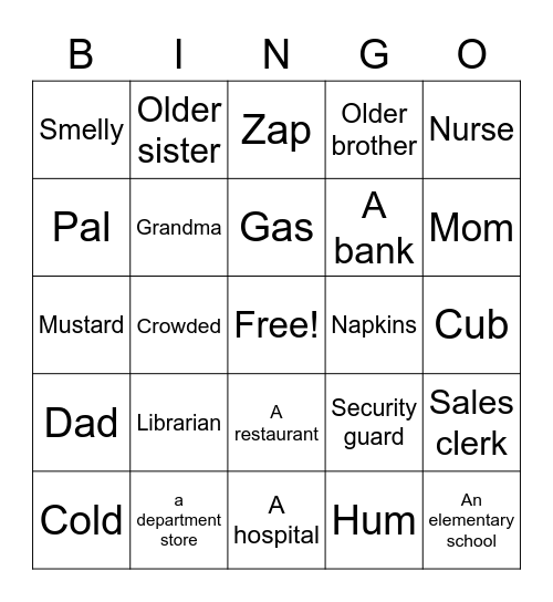 C5 Lesson 15 Bingo Card