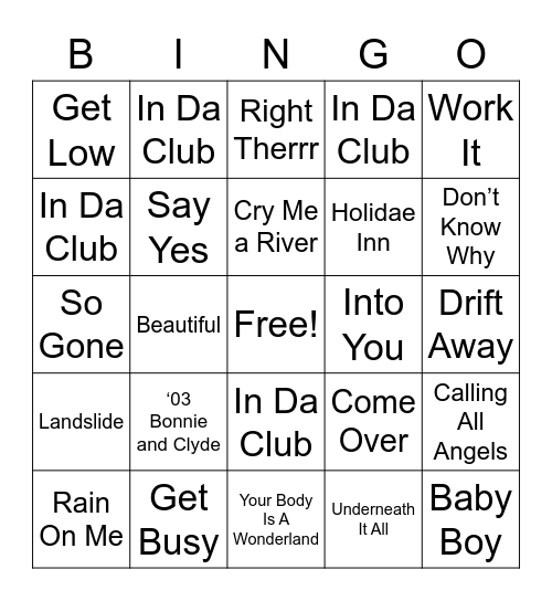 HITS FROM 2003 Bingo Card