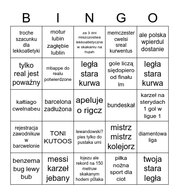 BINGO ELITARNEGO DYSKONTA #SPORT Bingo Card