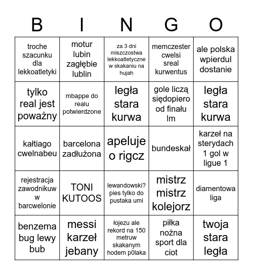 BINGO ELITARNEGO DYSKONTA #SPORT Bingo Card