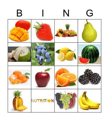 水果 Bingo Card