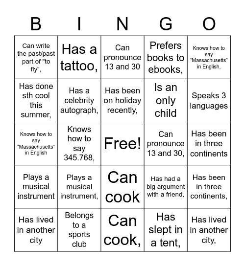 Untitled Bingo Card