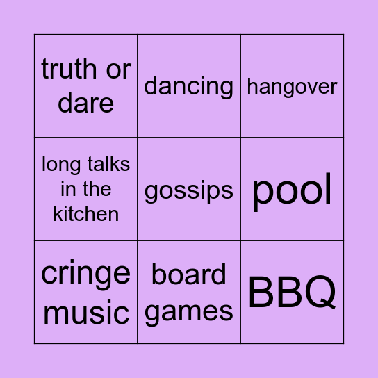 Party bingo Card