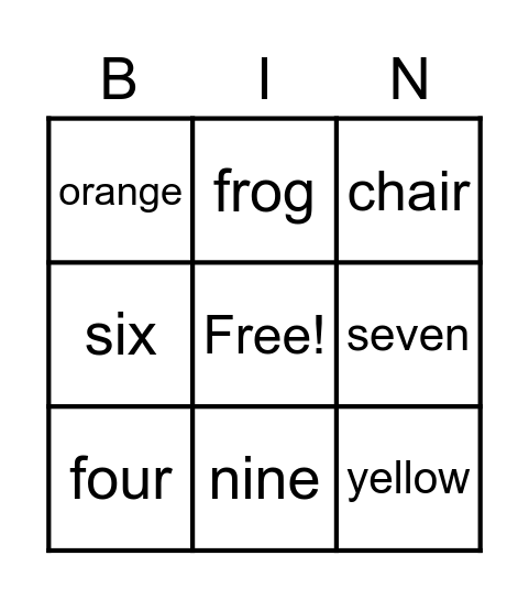 SPANISH BINGO Card