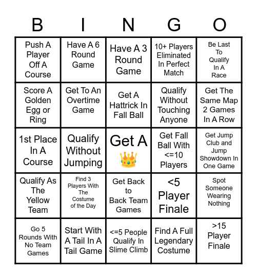 Fall Guys Bingo Set #1 Bingo Card