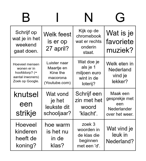 Bingo NT2 Bingo Card