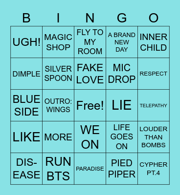 @jkaddictae Bingo Card