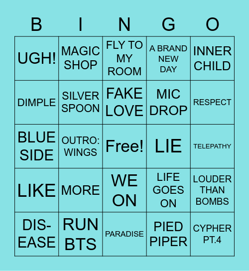 @jkaddictae Bingo Card