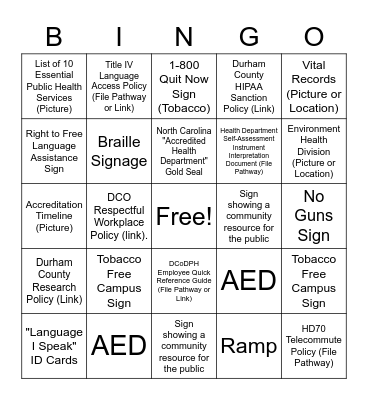 Accreditation Bingo Card