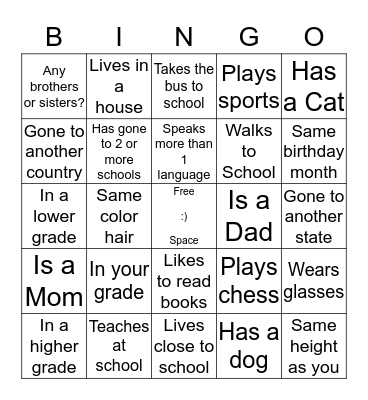 Lights On After School Bingo Card