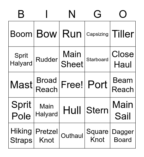 Sailing BINGO Card