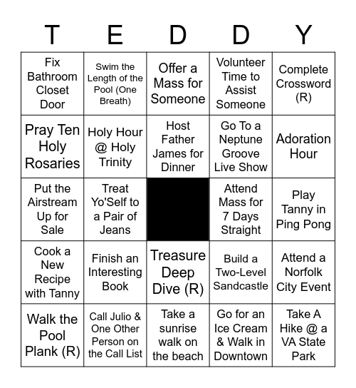 A Summer Surprise Bingo Card