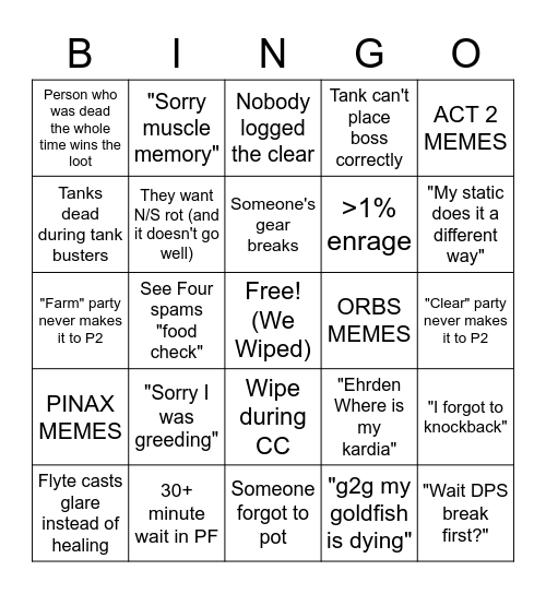 P4S RAID NIGHT Bingo Card