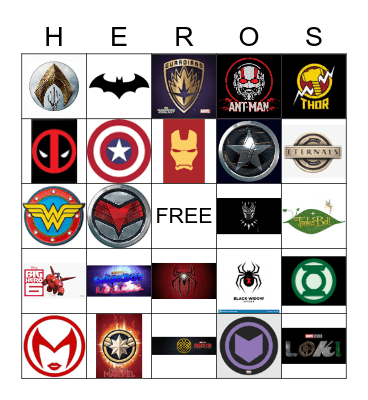 Superhero Bingo Card