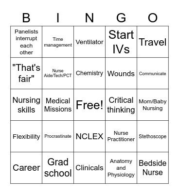 Nursing EduCamp Bingo Card