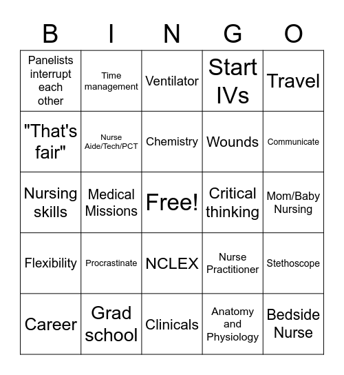 Nursing EduCamp Bingo Card