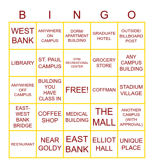 MCEDR Flyering Bingo Card