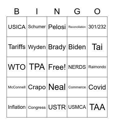 Trade Prom 2022 Bingo Card