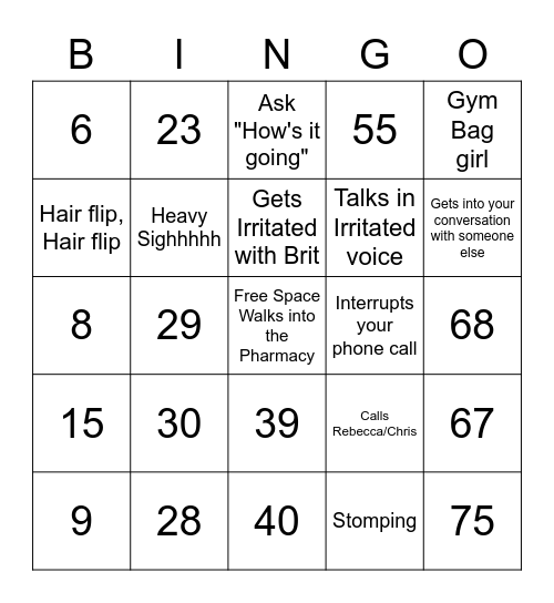 Number Bingo 1-75 Bingo Card