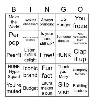 All Staff Bingo Card