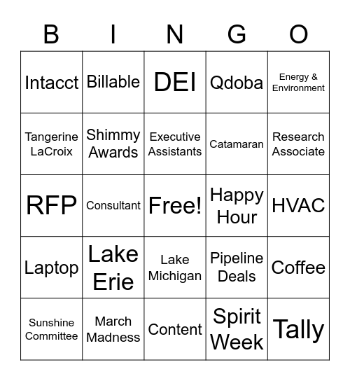 PSC Bingo Card