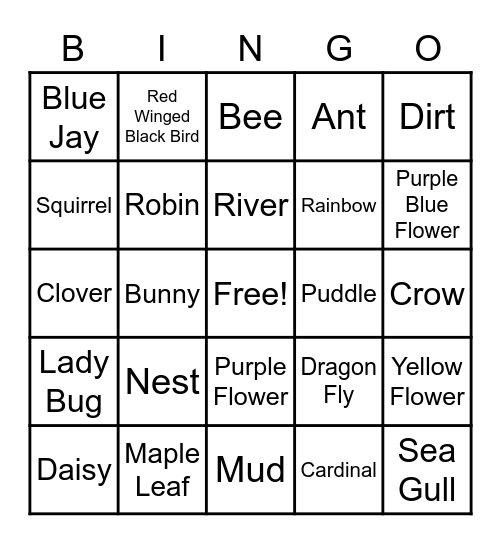 Outside Bingo Card