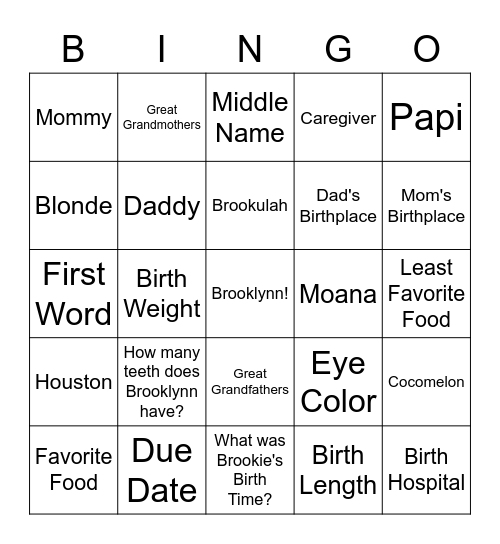 Brooklyn Bingo Card