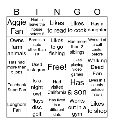 HIL Bingo Card