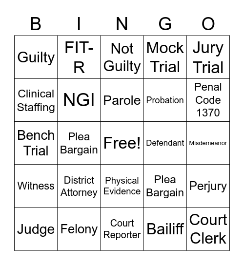 Competency Bingo Card