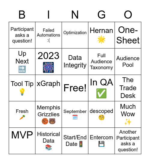 7/13 NeXt Product Sync! Bingo Card