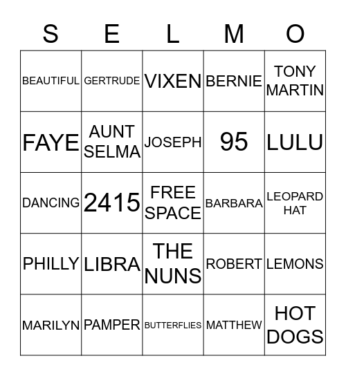 HAPPY 95TH BIRTHDAY Bingo Card
