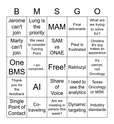 Project Pioneer Bingo Card