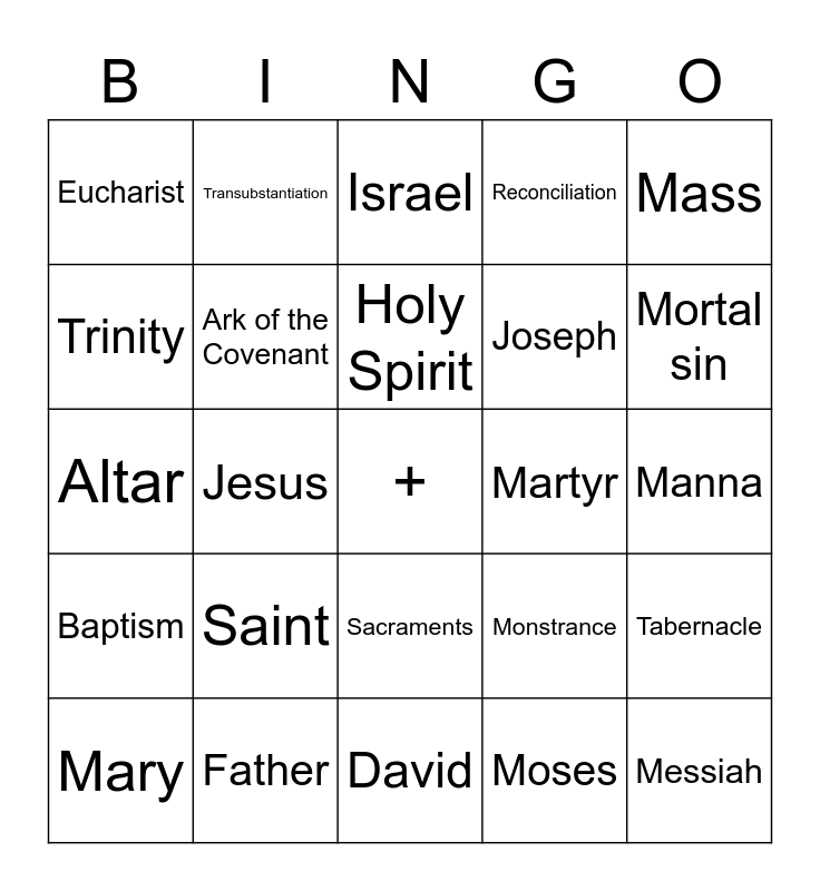 Catholic Bingo Card