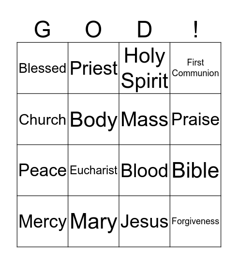 Catholic Bingo! Bingo Card