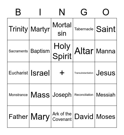 Catholic Bingo Card