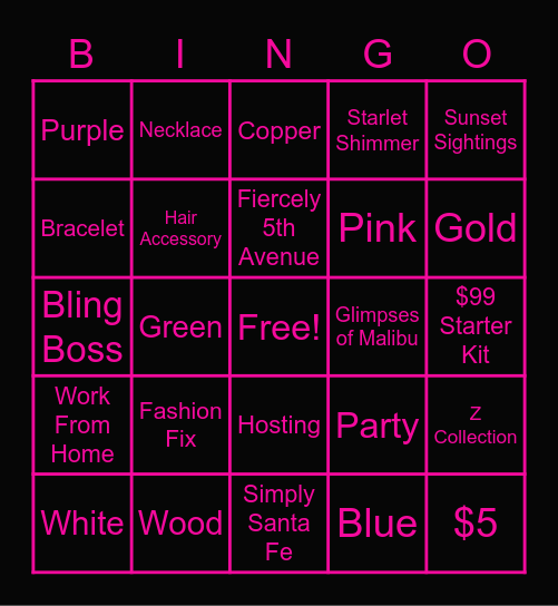 $5 Blingtastic Blingo Game Bingo Card