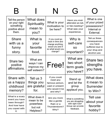 Social Bingo Card