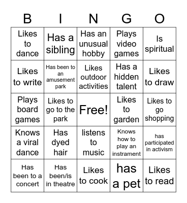 TGNC Get to Know You Bingo Card