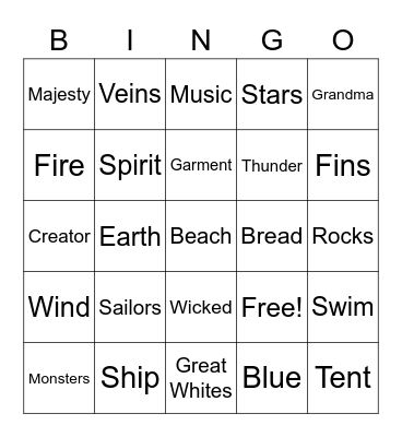 Shark Sunday Bingo Card