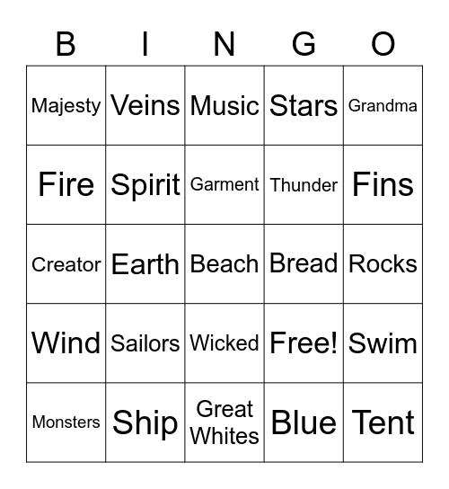 Shark Sunday Bingo Card