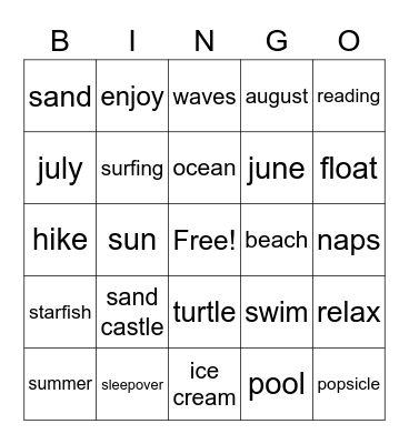 Summer BINGO Card