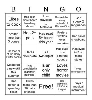 Coworker Bingo Card