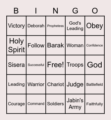 Leadership Judges 4:4-16 Bingo Card