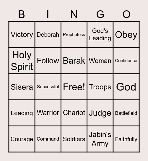 Leadership Judges 4:4-16 Bingo Card